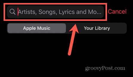 pole wyszukiwania Apple Music