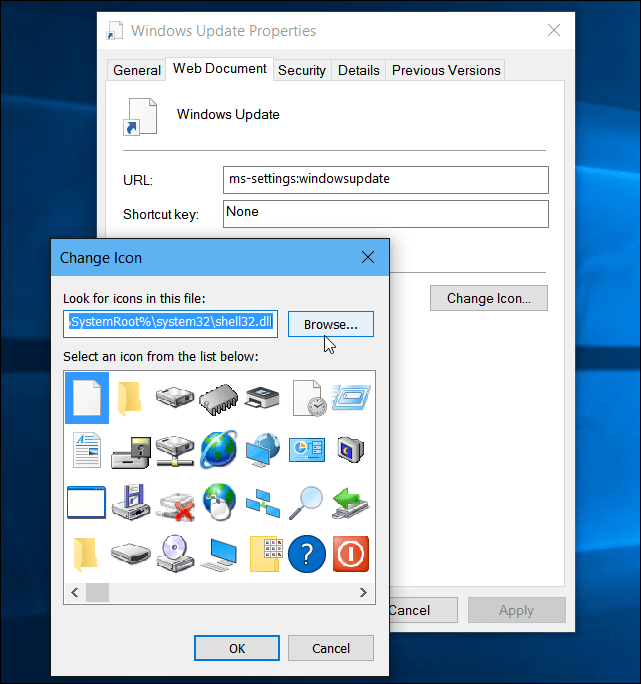 Windows 10: Utwórz skrót na pulpicie lub Start dla Windows Update