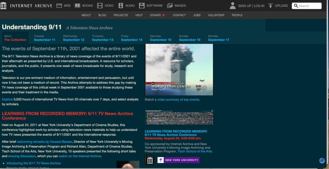 9-11 sekcja specjalna Archiwum internetowe