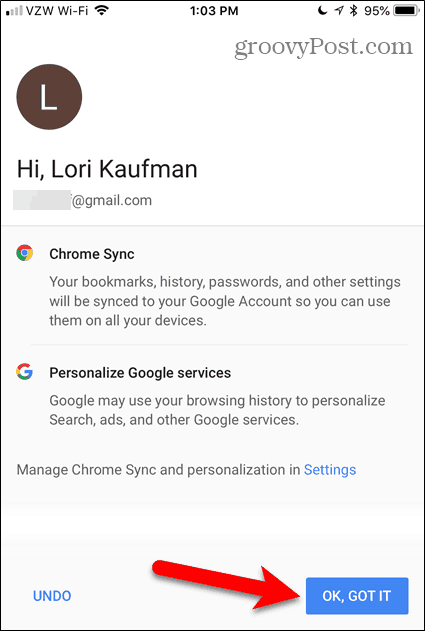 Stuknij OK, Got It w Chrome na iOS