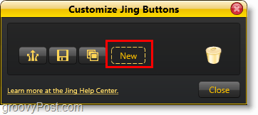 kliknij nowy przycisk, aby dodać nowy przycisk udostępniania jing