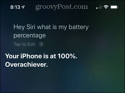 Sprawdź procent baterii iPhone'a za pomocą Siri