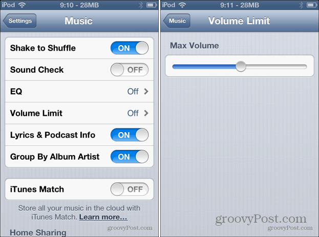 Limit głośności muzyki na iOS