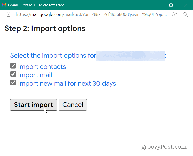 wybierz elementy importu