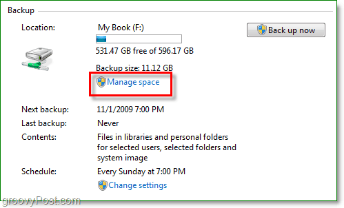 Kopia zapasowa systemu Windows 7 - zarządzaj miejscem na kopię zapasową dysku