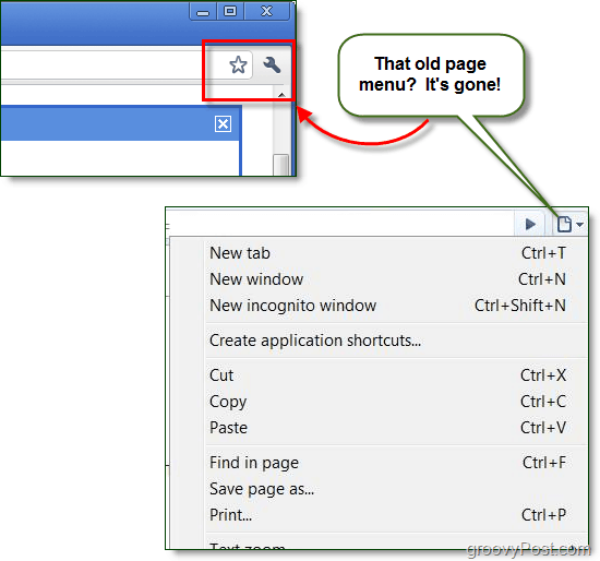 pasek menu Google Chrome pokazuje teraz tylko ikonę klucza