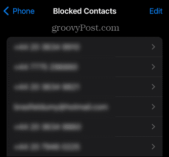 Lista zablokowanych kontaktów na iPhonie