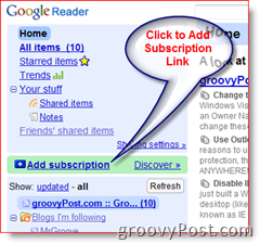Poradnik Google Reader Dodaj subskrypcję kanału RSS