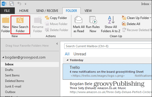 Foldery wyszukiwania programu Outlook 2013