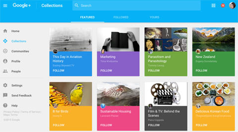 nowe polecane kolekcje google plus