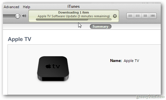 Postęp aktualizacji Apple TV