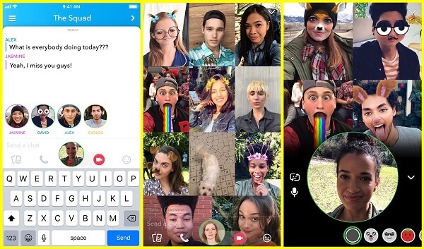 Snapchat wprowadza grupowy czat wideo dla maksymalnie 16 osób.