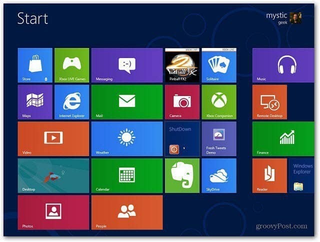 Utwórz płytkę zamykającą ekran startowy systemu Windows 8