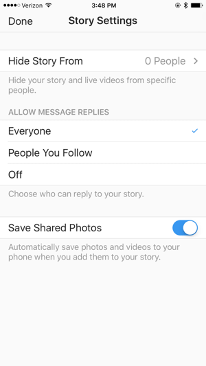 Sprawdź ustawienia swojej historii na Instagramie, zanim rozpoczniesz transmisję.