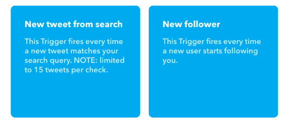 Wybierz opcję Nowy tweet z wyszukiwania dla wyzwalacza apletu IFTTT.