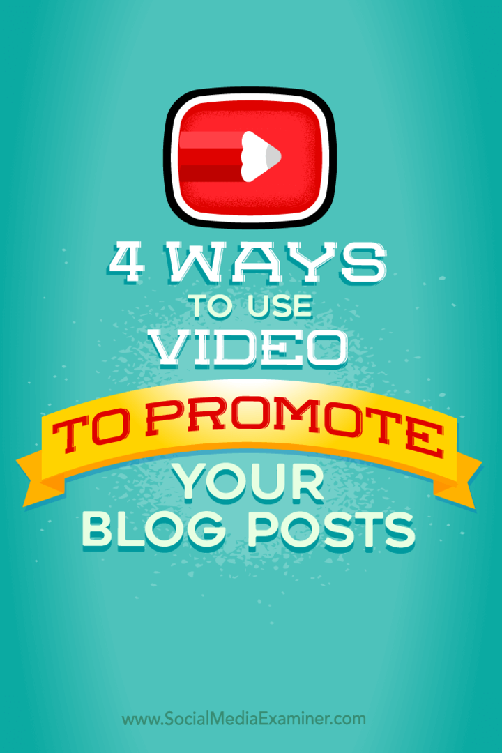 Wskazówki dotyczące czterech sposobów promowania postów na blogu za pomocą wideo.