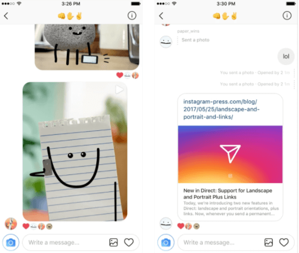  Instagram dodał obsługę linków internetowych w trybie Direct, a teraz pozwala użytkownikom wybrać orientację poziomą i pionową obrazu