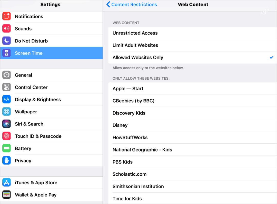 iOS 12 Ograniczenia zawartości ekranu