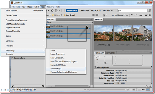 Instrukcje tworzenia panoramy za pomocą programów Adobe Bridge i Adobe Photoshop