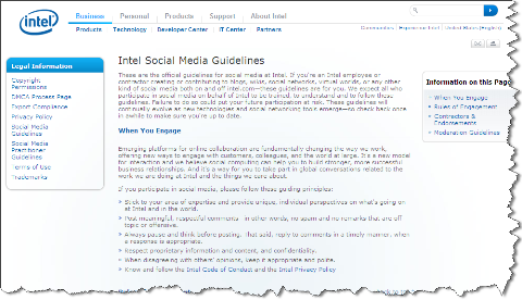 wytyczne firmy Intel dotyczące mediów społecznościowych