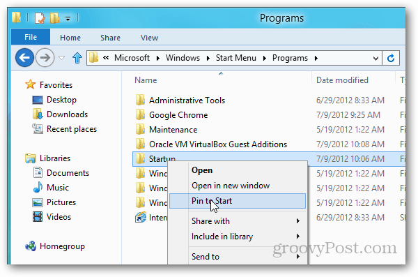 Windows 8 pin na start