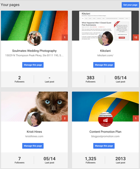 panel stron Google +