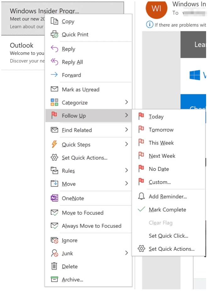 Flagi Porady dotyczące programu Microsoft Outlook