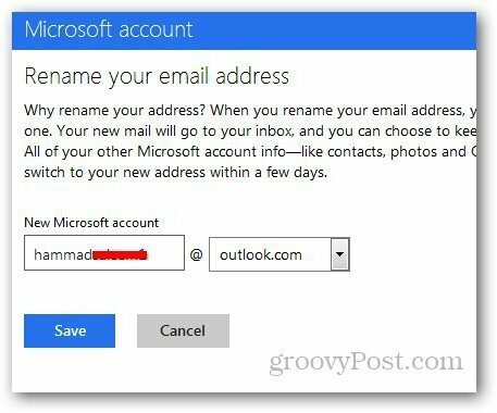 Zmień nazwę adresu Hotmail 4