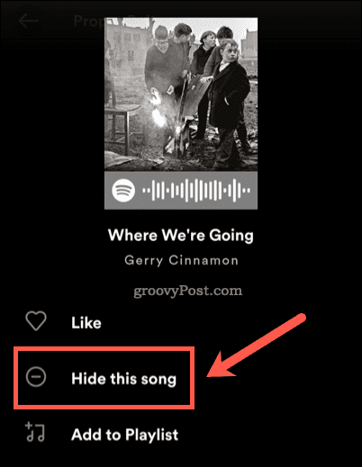 Ukryj piosenkę w Spotify