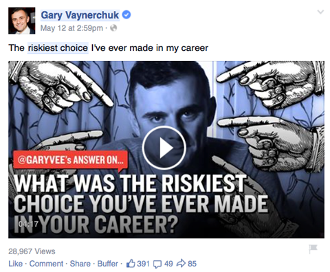 gary vaynerchuk wideo post na Facebooku