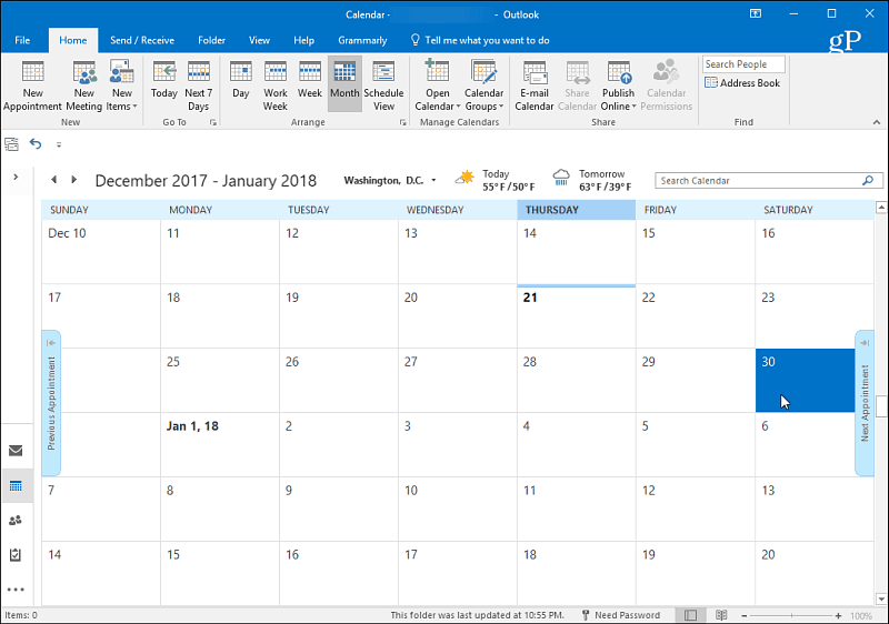 1 kalendarz programu Outlook
