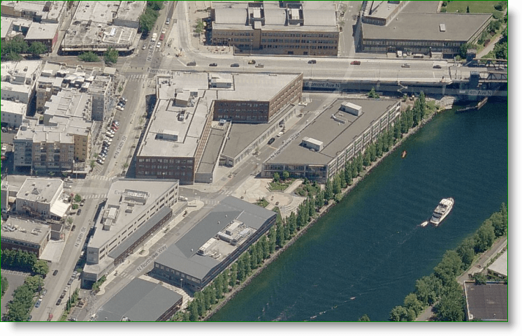 Bing Maps Widok z lotu ptaka - siedziba Google w Seattle - Fremont Wa