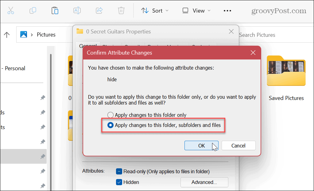 Ukryj pliki i foldery w systemie Windows 11