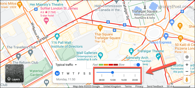 google maps typowy czas ruchu