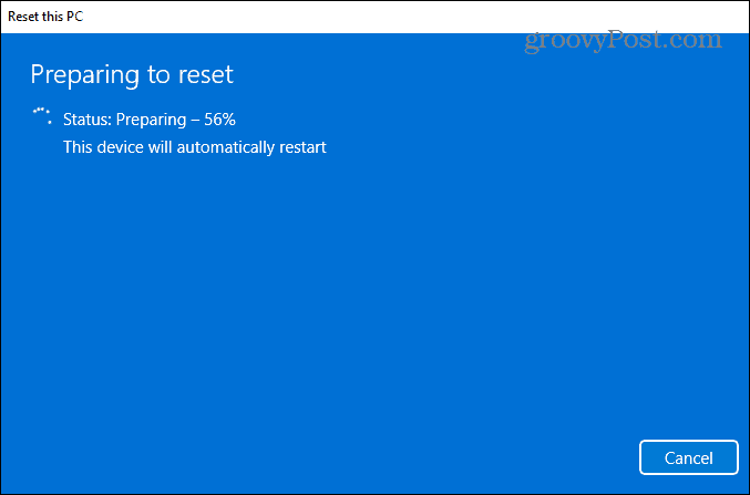 przygotowanie do ponownego uruchomienia systemu Windows 11