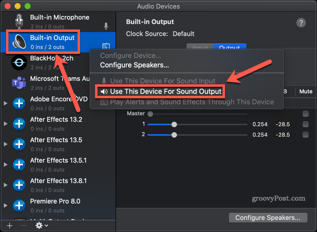 zresetuj wewnętrzny system audio mac