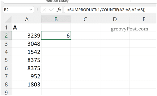 Obliczanie całkowitej liczby unikalnych wartości w zakresie komórek w Excelu
