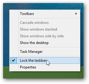odblokuj pasek zadań Windows 8