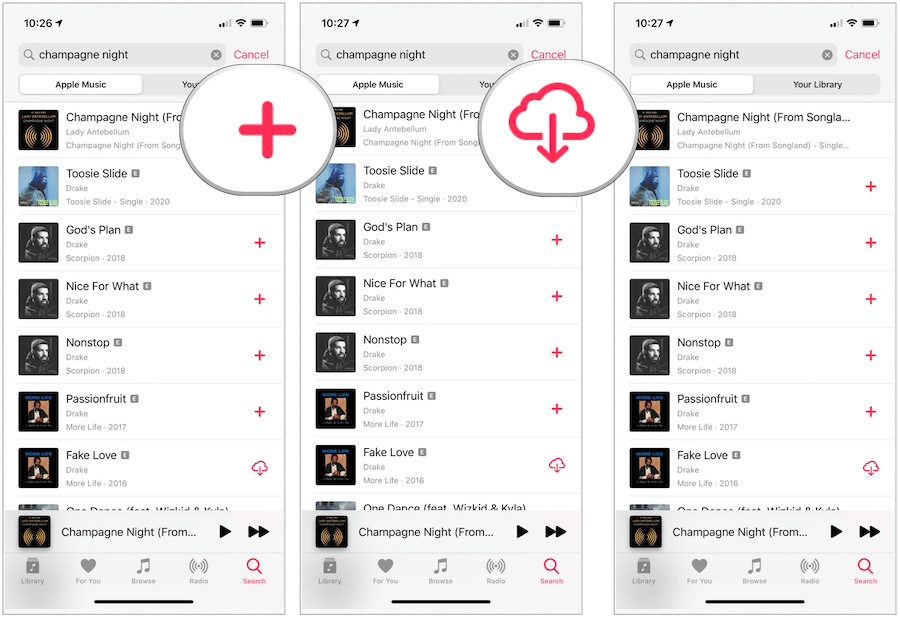 Apple Music pobiera utwory na urządzenie