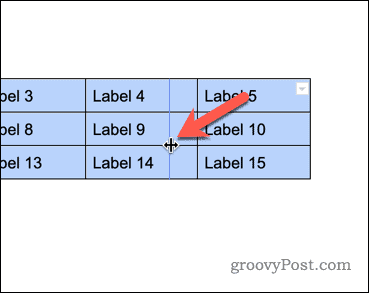 Zmiana rozmiaru tabeli w Dokumentach Google