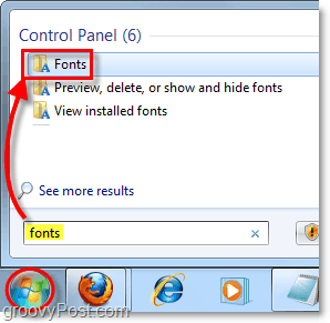 dostęp do panelu sterowania czcionkami w Windows 7 