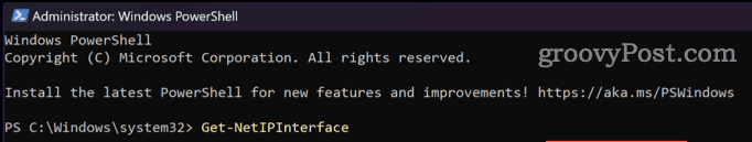 Uruchom Get-NetIPInterface