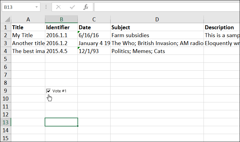 wstaw pole wyboru w programie Microsoft Excel