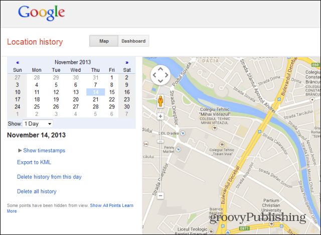 Historia lokalizacji Google