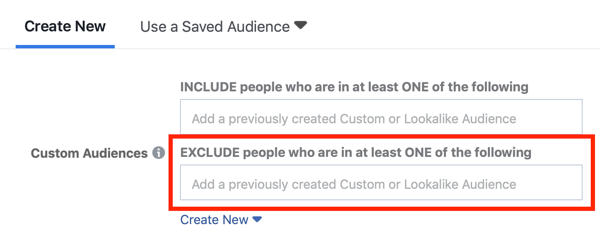 Kierowanie reklam na Facebooku z wyłączeniem niestandardowych odbiorców.