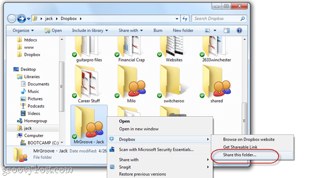 Dropbox udostępnione foldery