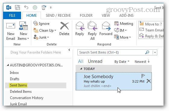 folder wysłanych elementów programu Outlook