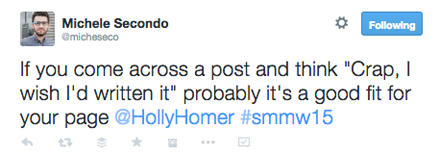 tweet z prezentacji holly homer smmw15