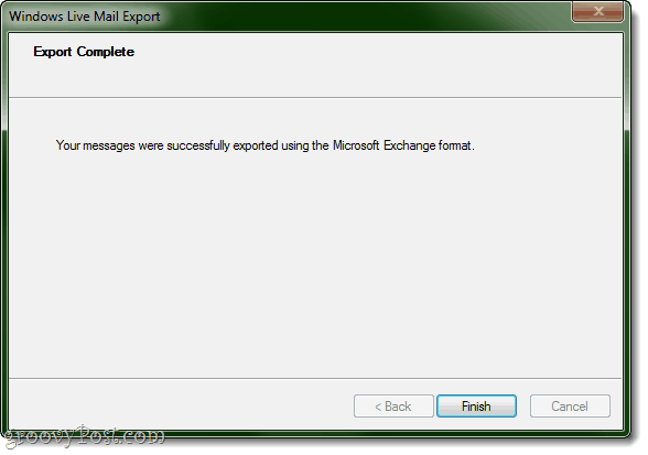 Eksport do Outlooka z Windows Live Mail zakończony!