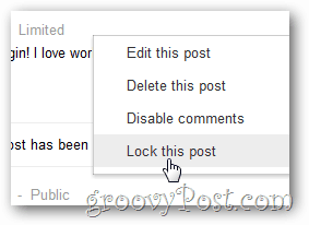 google + zablokuj ten post